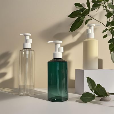 ขวดปั๊มโลชั่นทรงกระบอก PET ขนาด 300ml-500ml สำหรับบรรจุภัณฑ์เครื่องสำอาง พร้อมพิมพ์โลโก้ที่ปรับแต่งได้