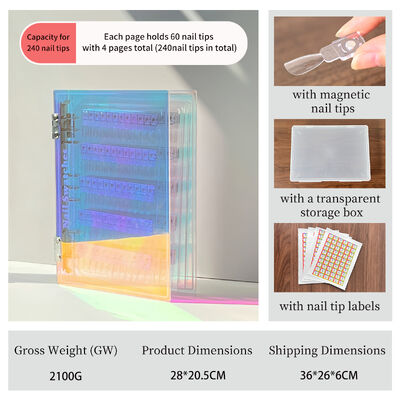 โบดแสดงภาพเล็บแบบแม่เหล็กแอคริลิคที่สามารถถอดได้ สีเรียง 120/180/240 สีสําหรับเครื่องมือพลาสติก