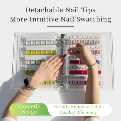 แผ่นแสดงผลเล็บอะคริลิคใสแบบถอดได้ แม่เหล็ก 120/180/240 สี สมุดเครื่องมือพลาสติกสำหรับทิปเล็บ เจล