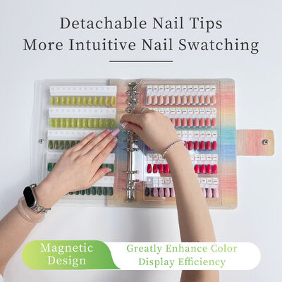 กระดานแสดงเล็บอะคริลิคแบบถอดได้แม่เหล็กเดี่ยว สี่เหลี่ยม 120/180/240 สีไล่ระดับ เครื่องมือพลาสติกสำหรับเล็บ