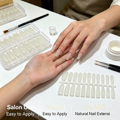 เล็บปลอมทรงอัลมอนด์ ABS แบบเต็มเล็บ สีใส สำหรับใช้ในร้านทำเล็บและขายส่ง