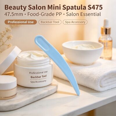 S475 47.5 มิลลิเมตร สปาตูลาเครื่องสําอาง PP เกรดอาหาร ผ้าขาวในสต็อก Wholesale สําหรับการสกัดและใช้ครีมหน้า เหมาะสําหรับร้านเสริมความงามและเครื่องสําอาง