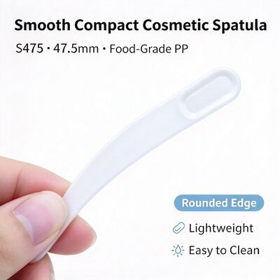 S475 47.5 มิลลิเมตร สปาตูลาเครื่องสําอาง PP เกรดอาหาร ผ้าขาวในสต็อก Wholesale สําหรับการสกัดและใช้ครีมหน้า เหมาะสําหรับร้านเสริมความงามและเครื่องสําอาง