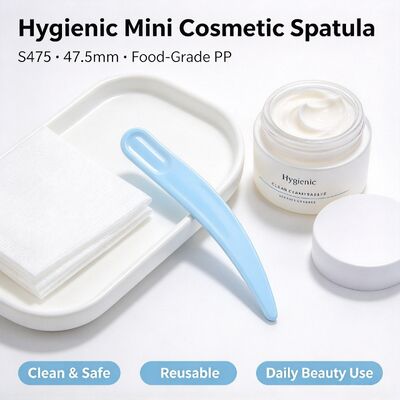 S475 47.5 มิลลิเมตร สปาตูลาเครื่องสําอาง PP เกรดอาหาร ผ้าขาวในสต็อก Wholesale สําหรับการสกัดและใช้ครีมหน้า เหมาะสําหรับร้านเสริมความงามและเครื่องสําอาง
